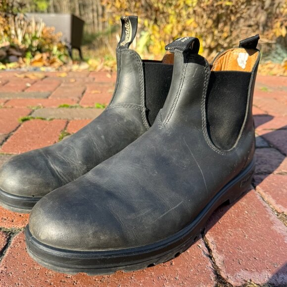 Men's US 12M AU11 Blundstone Leather Rustic Black/Gray #587 Chelsea - Picture 1 of 9